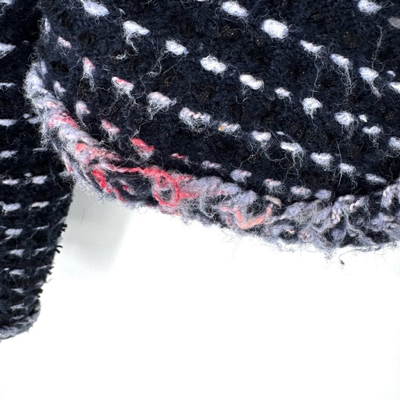 J.Crew navy blue and White Tweed wool blend cardigan sweater jacket - Picture 4 of 8